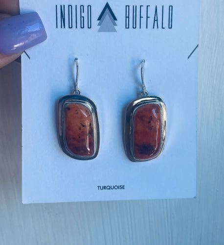 Sterling and Genuine Spiny Oyster Earrings