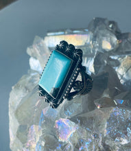 Load image into Gallery viewer, Size 9 Stunning Sterling Silver and Genuine Turquoise Rectangle Ring