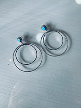 Load image into Gallery viewer, Sterling and Turquoise Hoops