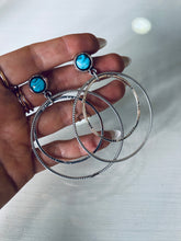 Load image into Gallery viewer, Sterling and Turquoise Hoops