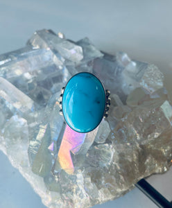 Size 12 Stunning Sterling Silver and Genuine Turquoise Ring