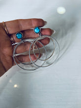 Load image into Gallery viewer, Sterling and Turquoise Hoops