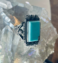 Load image into Gallery viewer, Size 9 Stunning Sterling Silver and Genuine Turquoise Rectangle Ring