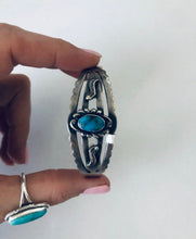Load image into Gallery viewer, Vintage Sterling Silver and Turquoise Cuff