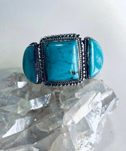 Load image into Gallery viewer, Boho Vintage Sterling Silver and Turquoise Nugget Cuff