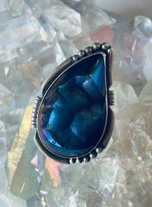 Size 6 Stunning Sterling Silver and Druzy Ring