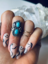Load image into Gallery viewer, Size 4 Vintage Turquoise and Sterling Silver Ring
