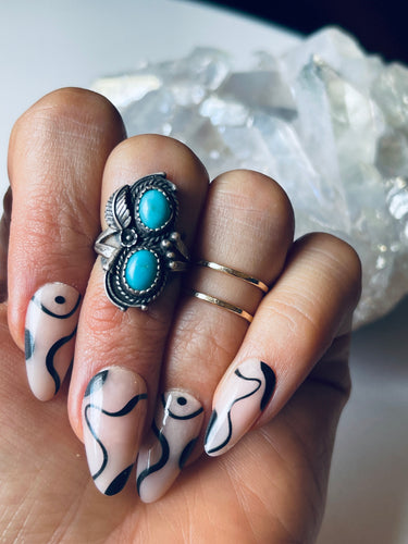 Size 4 Vintage Turquoise and Sterling Silver Ring