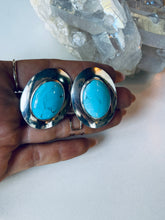 Load image into Gallery viewer, Turquoise and Sterling Disc Earrings