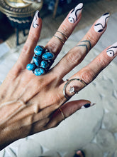 Load image into Gallery viewer, Stunning Sterling Silver and Genuine Turquoise Cluster Ring