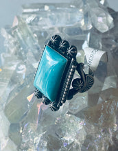 Load image into Gallery viewer, Size 9.5 Stunning Sterling Silver and Genuine Turquoise Rectangle Ring