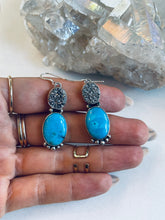 Load image into Gallery viewer, Sterling and Genuine Turquoise Nugget Earrings