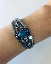Load image into Gallery viewer, Vintage Sterling Silver and Turquoise Cuff