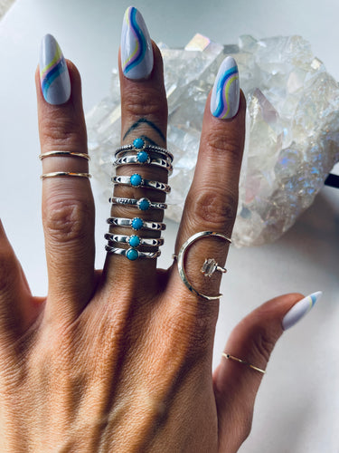 Size 8 Sterling and Turquoise Stackers