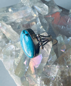 Size 8 Stunning Sterling Silver and Genuine Turquoise Ring