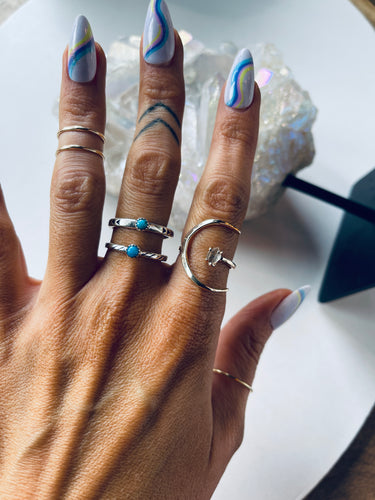 Size 10 Sterling and Turquoise Stackers