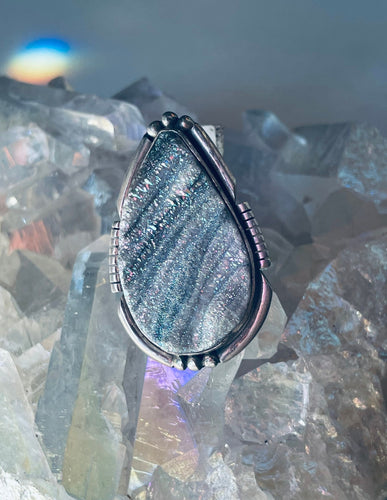 Size 7.5 Stunning Sterling Silver and Druzy Ring