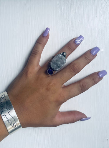 Size 8 Boho Sterling Silver and Amethyst Ring