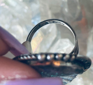 Size 7.5 Stunning Sterling Silver and Druzy Ring