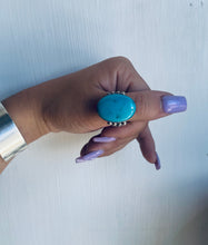 Load image into Gallery viewer, Size 12 Stunning Sterling Silver and Genuine Turquoise Ring