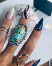 Load image into Gallery viewer, Size 7 Stunning Sterling Silver and Genuine Turquoise Ring
