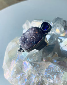 Size 6 Boho Sterling Silver and Amethyst Ring
