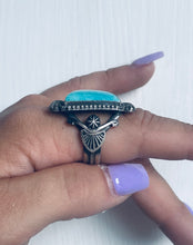 Load image into Gallery viewer, Size 9.5 Stunning Sterling Silver and Genuine Turquoise Rectangle Ring