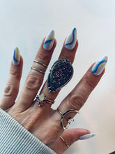 Load image into Gallery viewer, Size 5.5 Grape Tourmalated Druzy and Sterling Ring