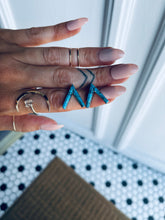 Load image into Gallery viewer, Triangle Turquoise and Sterling Inlay