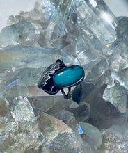 Load image into Gallery viewer, Size 6.25 Stunning Vintage Sterling Silver and Genuine Turquoise Ring