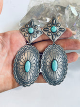 Load image into Gallery viewer, Sterling and Genuine Turquoise Nugget Earrings