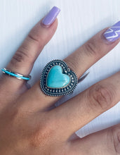 Load image into Gallery viewer, Size 8.5 Stunning Sterling Silver and Genuine Turquoise Heart Ring
