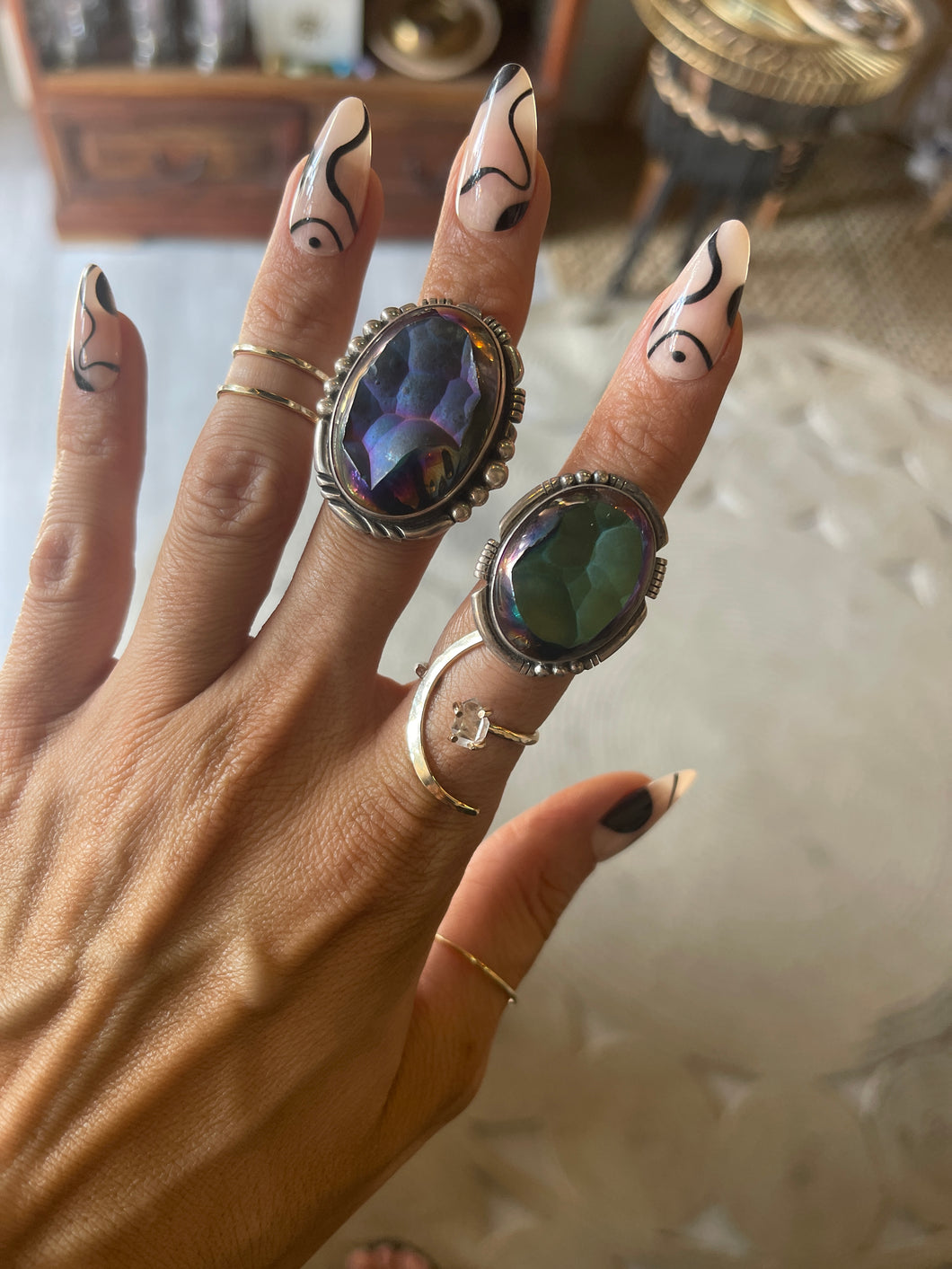 Size 6 Stunning Sterling Silver and Grape Druzy Ring