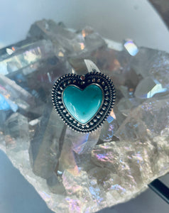 Size 8.5 Stunning Sterling Silver and Genuine Turquoise Heart Ring