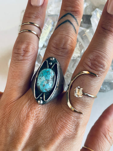Size 11.25 Vintage Turquoise and Sterling Ring
