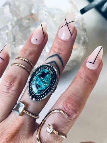 Size 7.5 Vintage Turquoise and Sterling Ring