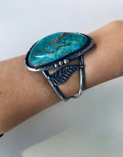 Load image into Gallery viewer, Sterling Silver and Turquoise Leaf Cuff