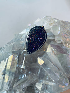 Size 5.5 Grape Tourmalated Druzy and Sterling Ring