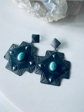 Load image into Gallery viewer, Sterling Silver and Turquoise Cross Earrings