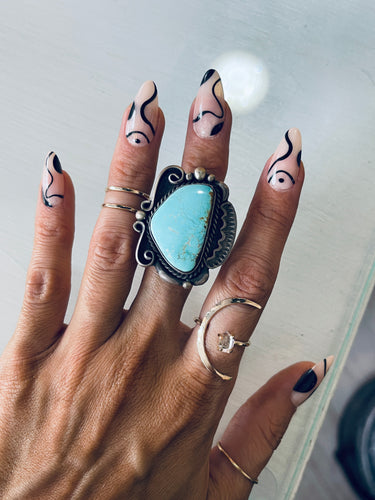 Size 6.25 Sterling Silver and Genuine Turquoise Ring