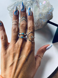 Size 10 Sterling and Turquoise Stackers