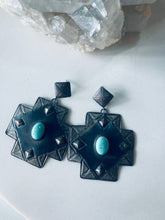 Load image into Gallery viewer, Sterling Silver and Turquoise Cross Earrings