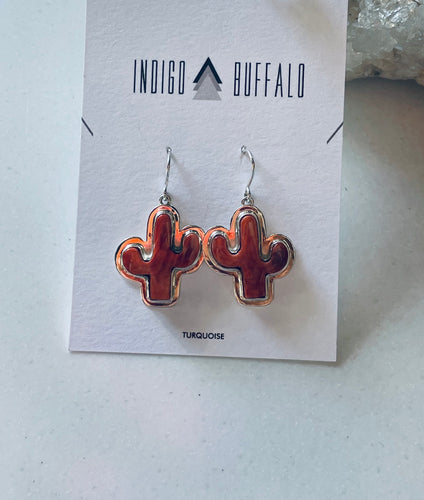Sterling and Genuine Spiny Oyster Cactus Earrings