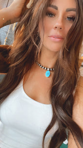 Gorgeous Sterling and Turquoise Choker Necklace