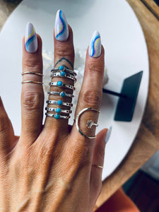 Size 8 Sterling and Turquoise Stackers