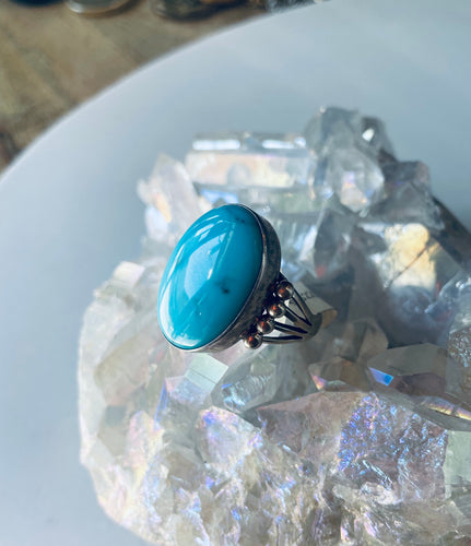 Size 12 Stunning Sterling Silver and Genuine Turquoise Ring