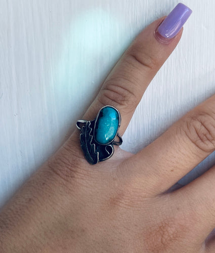 Size 6.25 Stunning Vintage Sterling Silver and Genuine Turquoise Ring