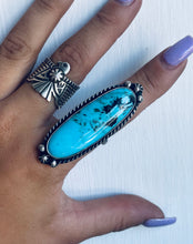 Load image into Gallery viewer, Size 9 Stunning Sterling Silver and Genuine Turquoise Ring