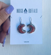 Load image into Gallery viewer, Sterling and Genuine Spiny Oyster Moon Earrings