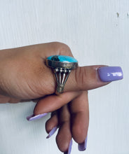 Load image into Gallery viewer, Size 12 Stunning Sterling Silver and Genuine Turquoise Ring